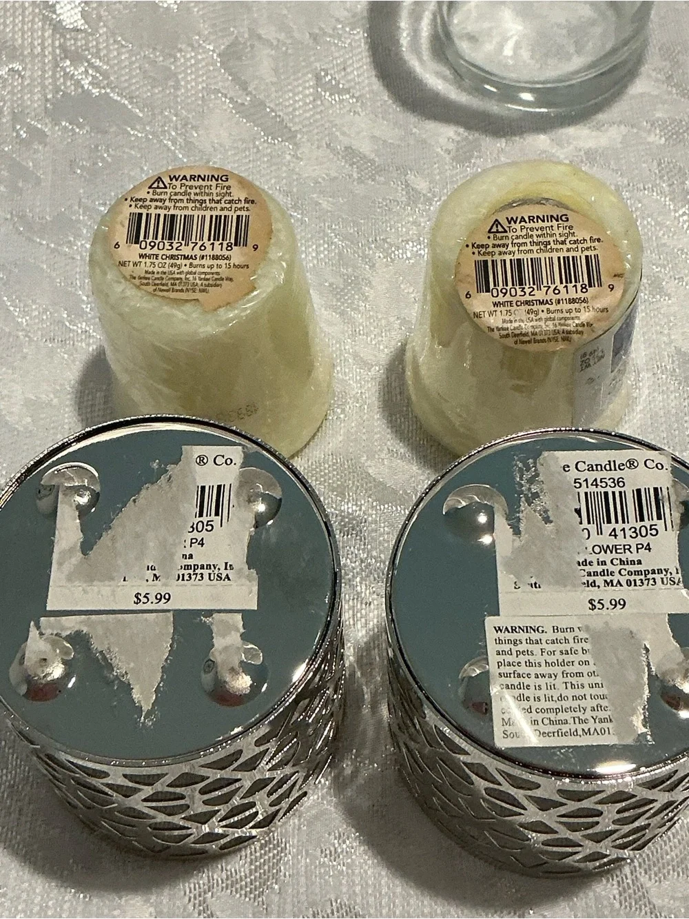 Yankee Candle Cream Votive Candles with Silver Filigree Holders